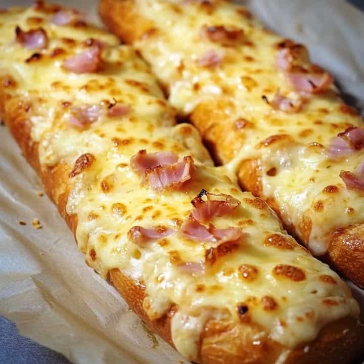 Baguette con pancetta e formaggio