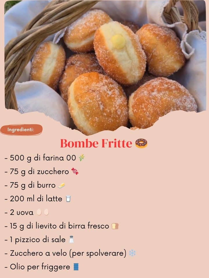 Bombe fritte dolci soffici