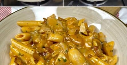 Pasta con funghi e salsiccia
