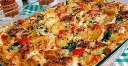 Patate al pollo e spinaci