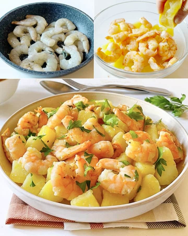 Patate e gamberi insalata