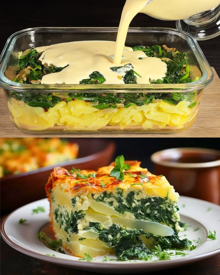 Patate e spinaci con uova