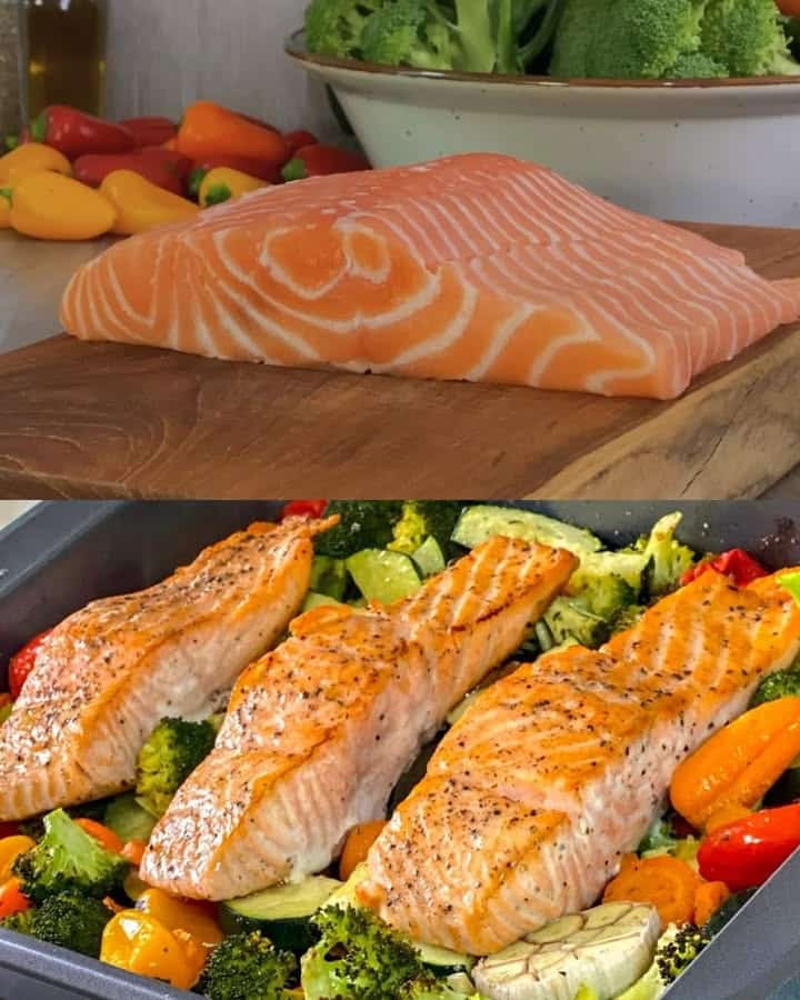 Salmone e verdure arrosto