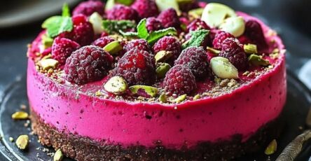 Cheesecake ai lamponi e pistacchi