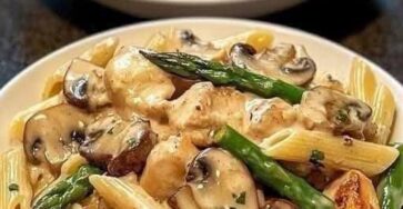 Penne con pollo e asparagi