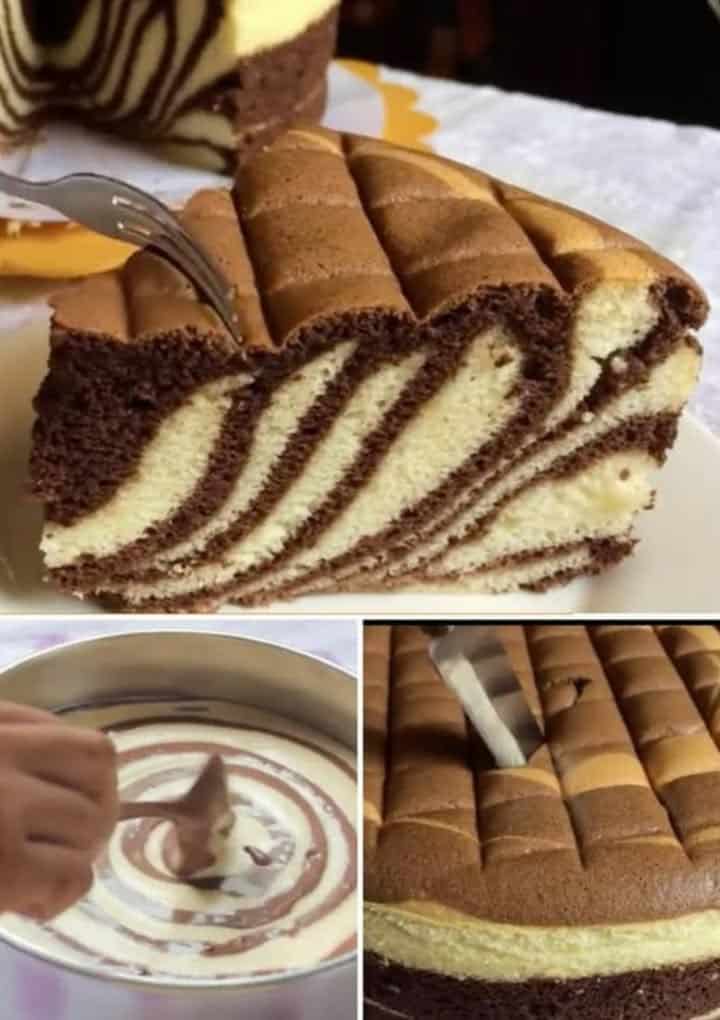 Torta zebrata alta e soffice
