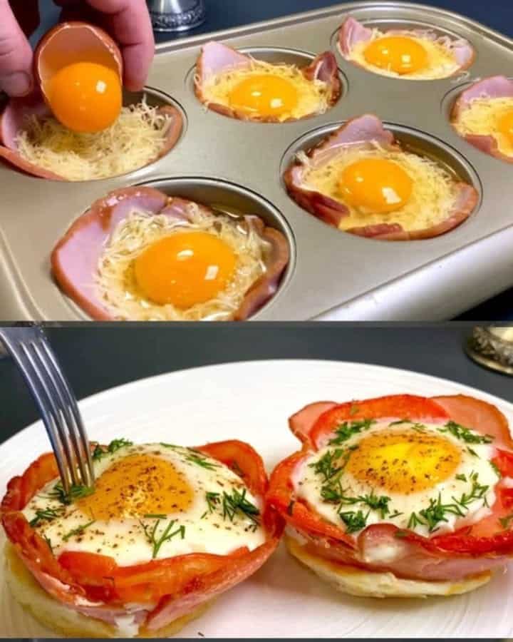 Uova con prosciutto e formaggio