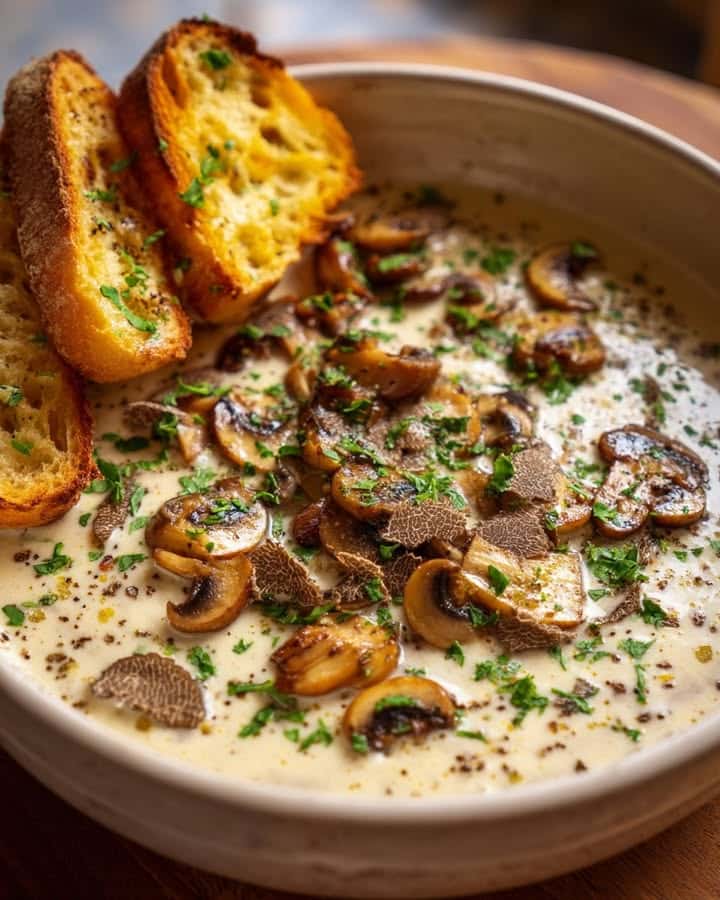 Zuppa di funghi tartufata